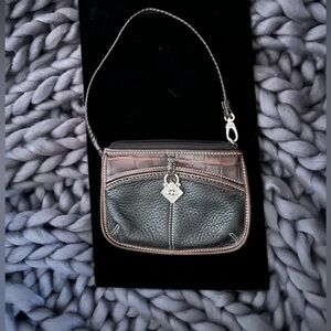 Brighton Vintage Wristlet Black and Brown EUC